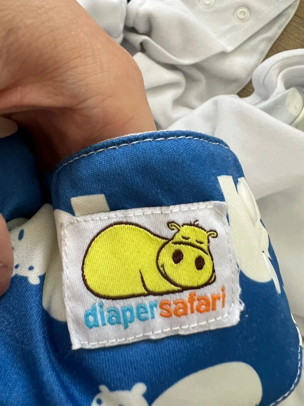 Diaper Safari Blue Hippo Print Baby Cloth Diaper Pocket Covers - Set of 6